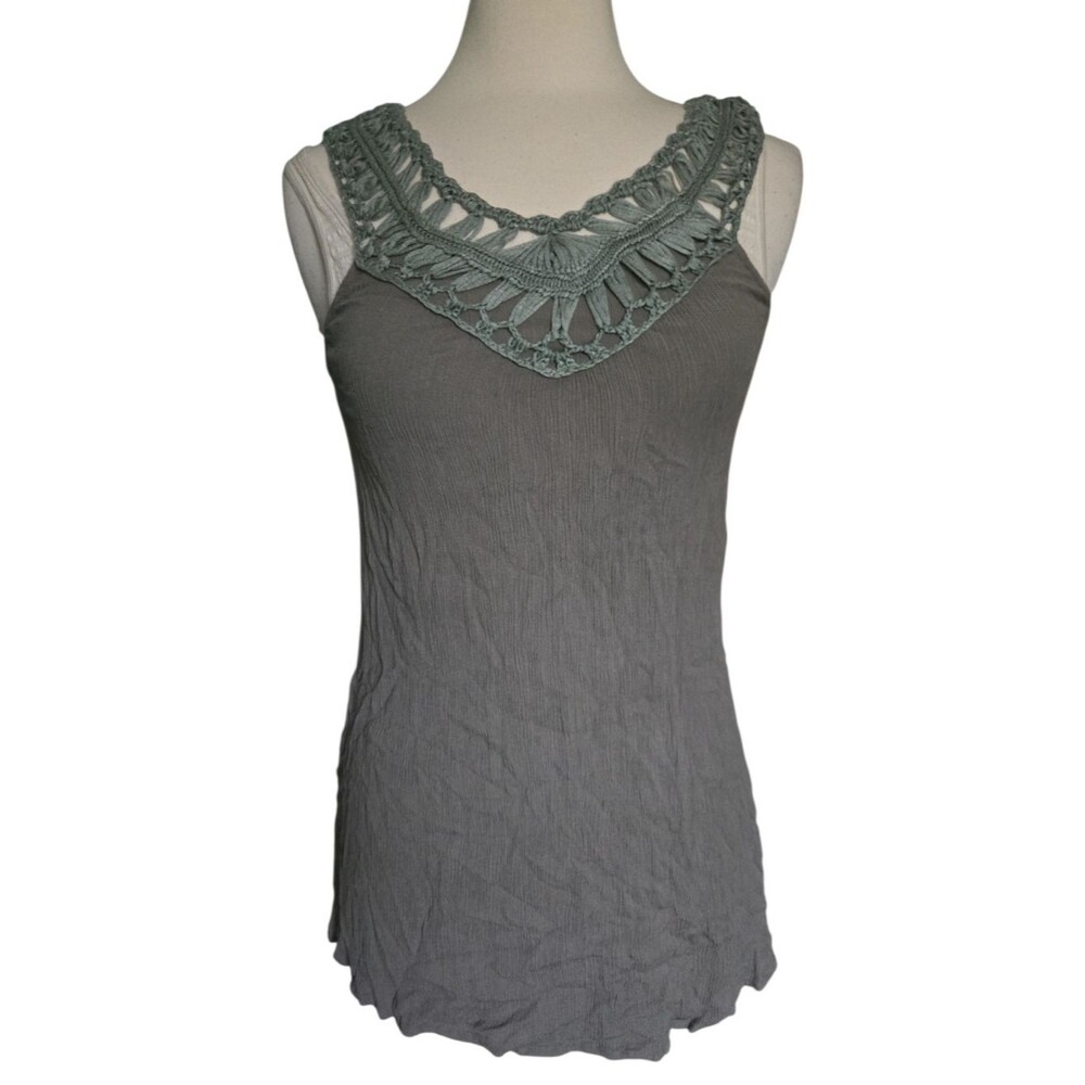 Blu Pepper Green Boho Tank Top - S